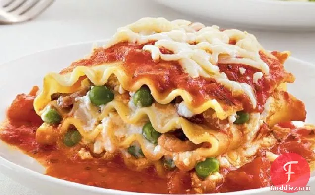 मटर और मशरूम लसग्ना रिबन