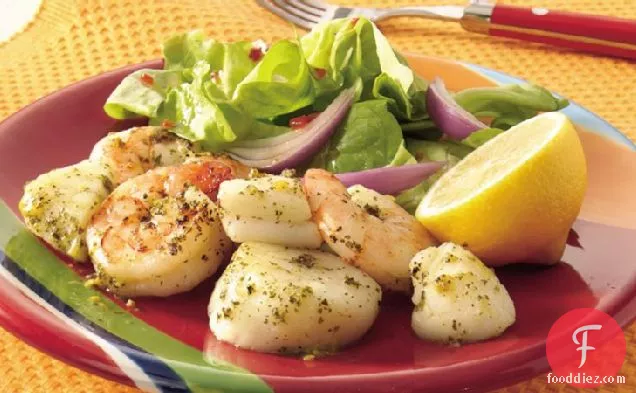 Grilled Lemon-Pesto Shrimp and Scallops