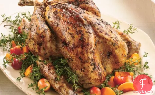 Roast Turkey with Fresh Thyme Rub and Maple Glaze