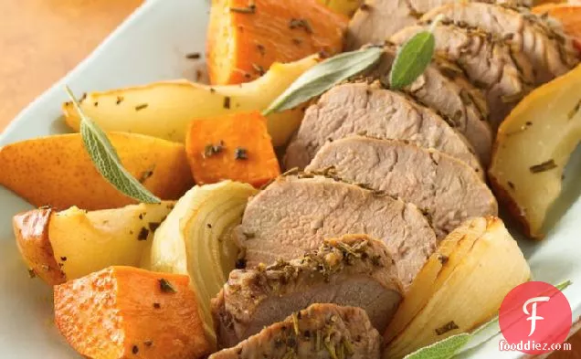 Roasted Pork Tenderloins with Sweet Potatoes and Pears