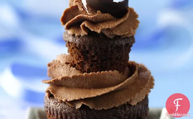 Double Dark Chocolate-Coconut Cupcakes