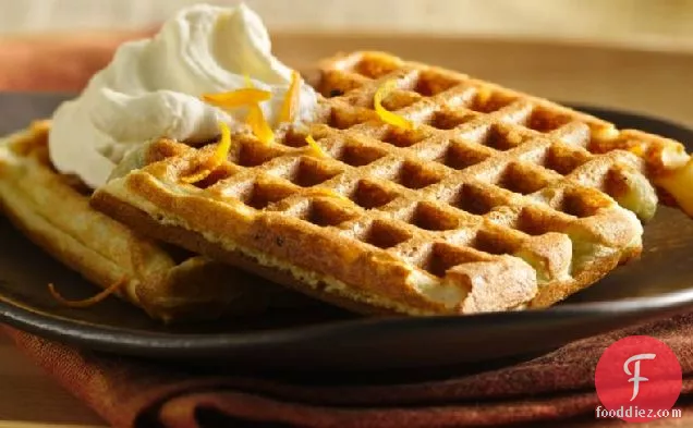 Chocolate Chip Waffles with Orange Cream