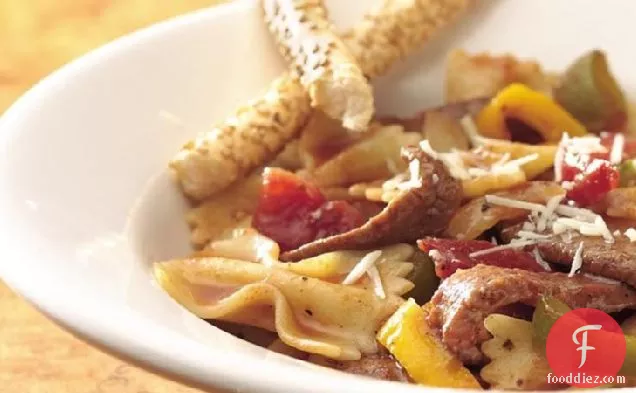 Bow-Tie Pasta with Beef and Tomatoes