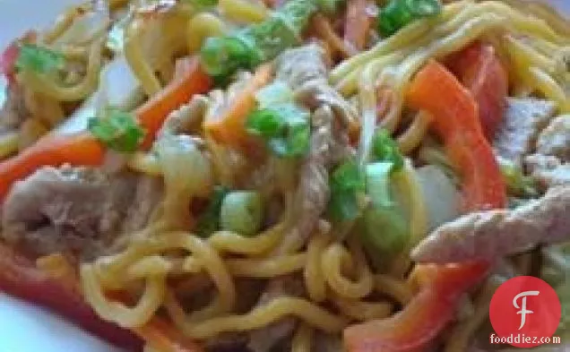 Sweet And Spicy Pork And Napa Cabbage Stir-fry With Spicy Noodles