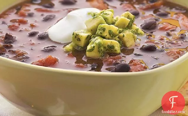 Black Bean Soup with Avocado Salsa