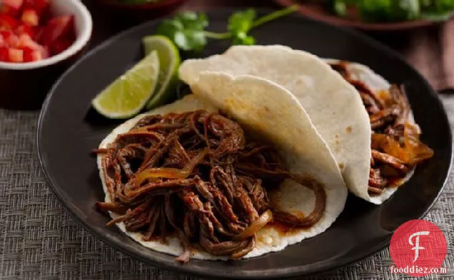 Chile and Roasted Garlic Beef Brisket Tacos