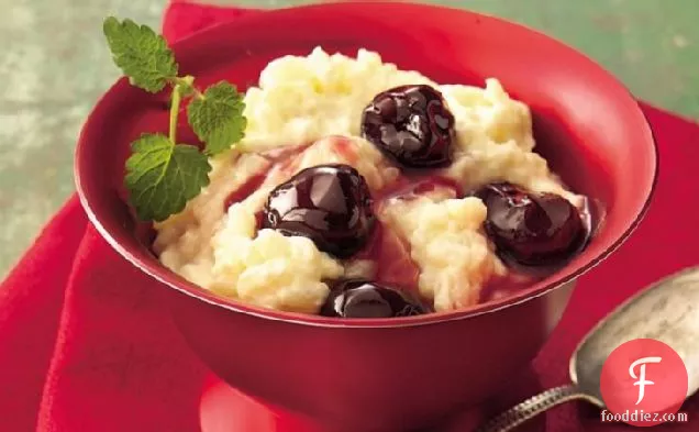 Creamy Rice Pudding with Brandied Cherry Sauce