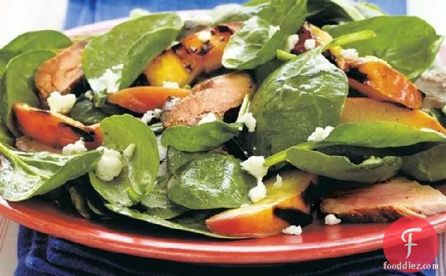 Grilled Pork 'n Nectarine Spinach Salad