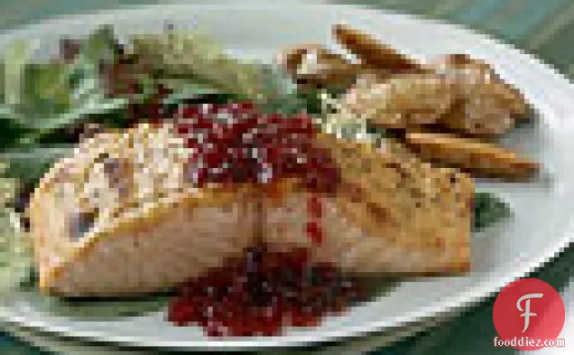 Mustard-Roasted Salmon with Lingonberry Sauce