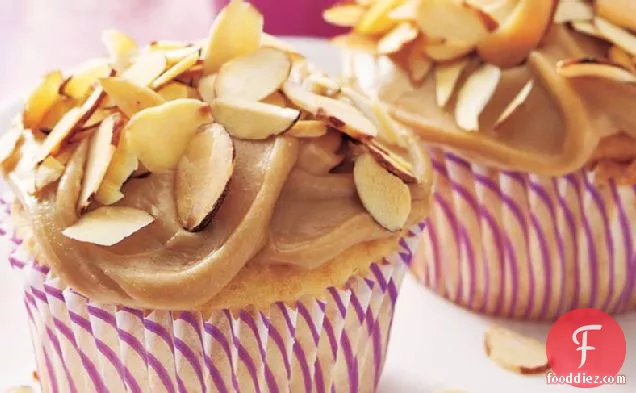 Toasted Almond Cupcakes with Caramel Frosting