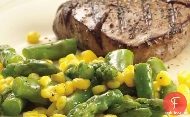 शहद सरसों के शीशे के साथ लस मुक्त शतावरी और मकई