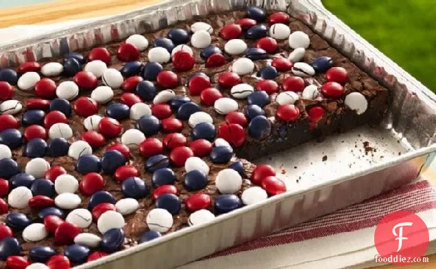 Red, White and Blue Candy-Topped Brownies
