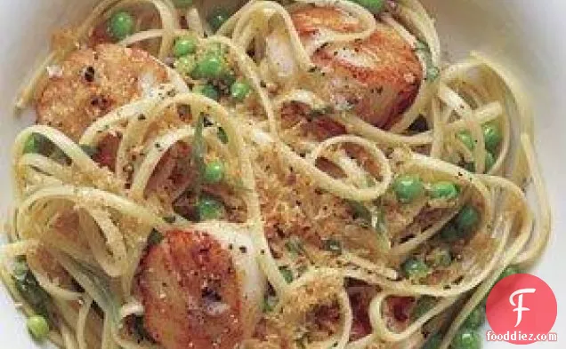 Linguine With Scallops, Brown Butter, And Peas