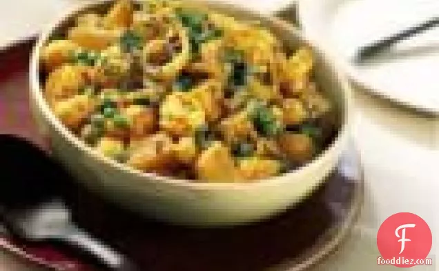 Curried Potatoes, Cauliflower And Peas