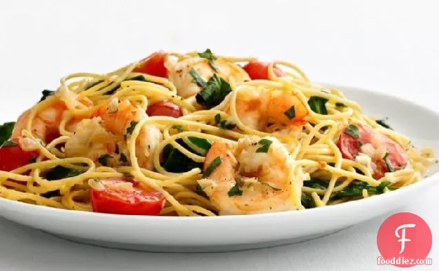 Healthified Garlic Shrimp Pasta