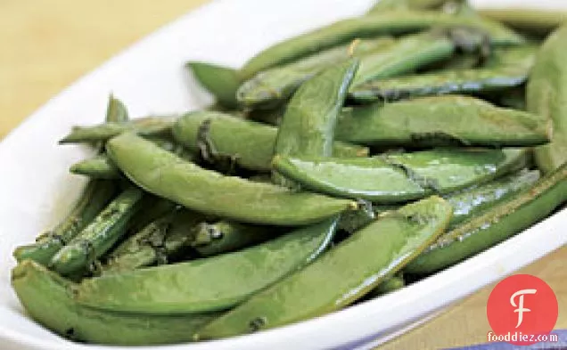 Slightly Spicy Sugar Snap Peas With Mint & Lime