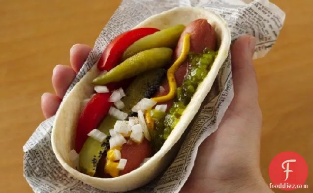 Chicago Style Stand 'N Stuff Hot Dog Tacos