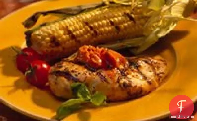 Grilled Chicken Breasts with Tomato-Basil Butter