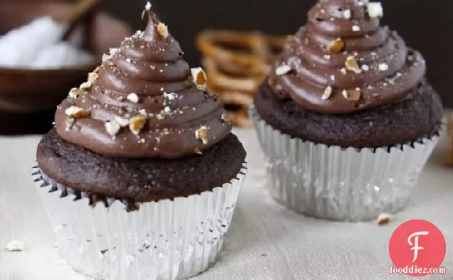Chocolate Cupcakes with Salted Caramel Center Surprise