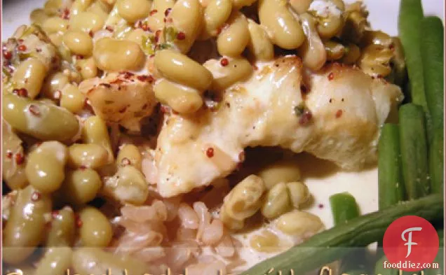 एक मलाईदार सरसों की चटनी में फ्लैगेलेट्स के साथ स्मोक्ड हैडॉक (या निगेल स्लेटर डब्ल्यूटीएसआईएम करता है)