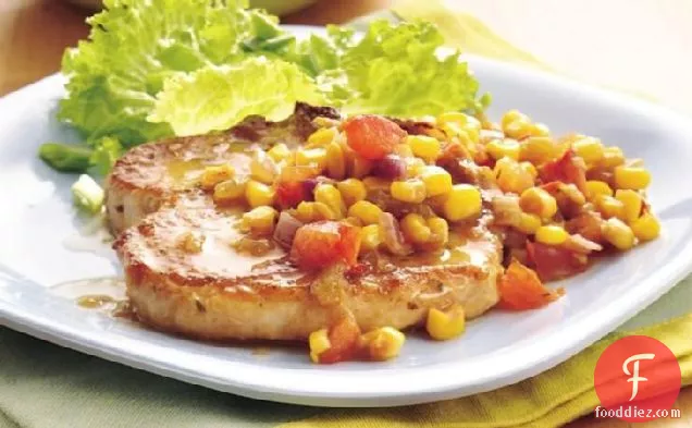 Pork Chops with Green Chile Corn