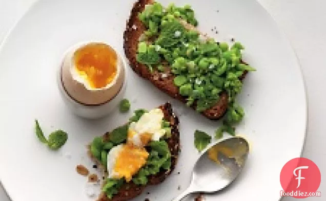 Soft-boiled Egg With Mashed Peas On Toast