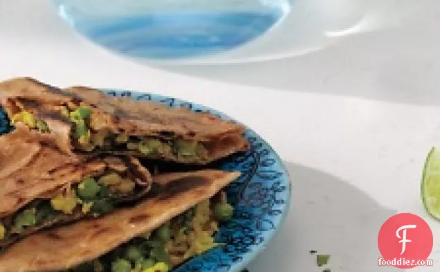 Whole-wheat Flatbreads Stuffed With Cauliflower, Peas, And Spinach