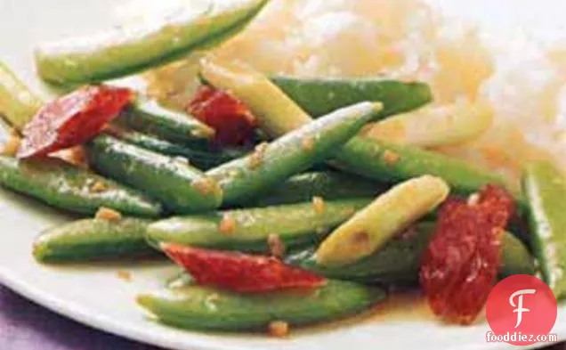 Stir-Fried Sugar Snap Peas with Chinese Sausage