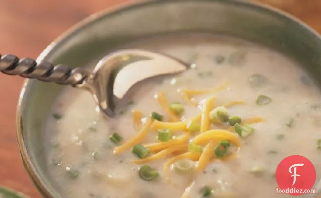 Rustic Potato Soup with Cheddar and Green Onions