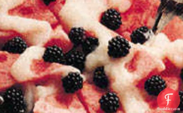 Watermelon with Blackberries and Pear Puree