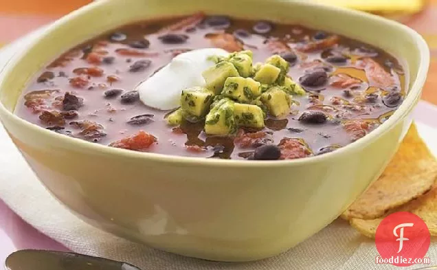 Black Bean Soup with Avocado Salsa