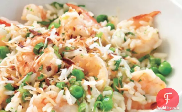 Shrimp, Pea, And Rice Salad With Mango Chutney Vinaigrette