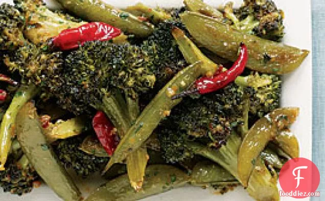 Spicy Asian Roasted Broccoli & Snap Peas