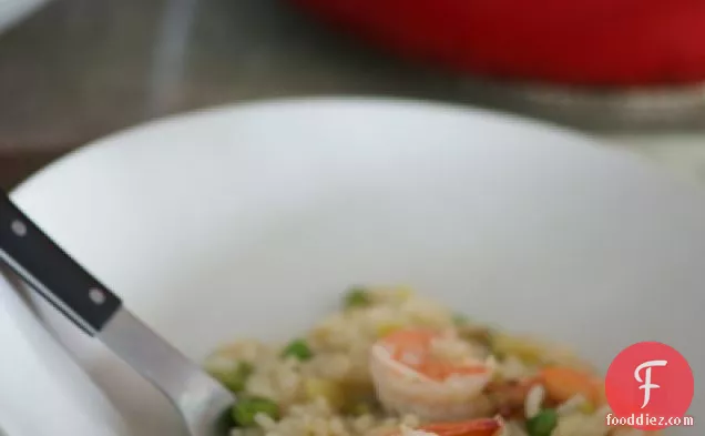 Shrimp Risotto With Sweet Peas And Leeks
