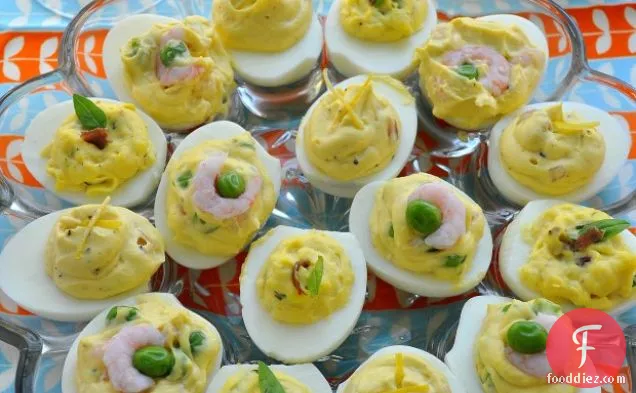 Shrimp & Spring Pea Deviled Eggs