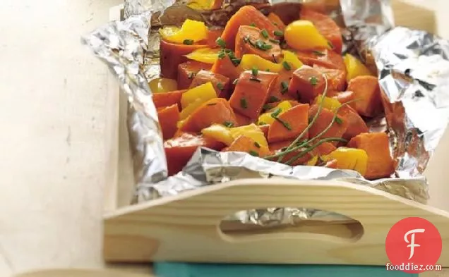 Grilled Sweet Potato and Pepper Packs