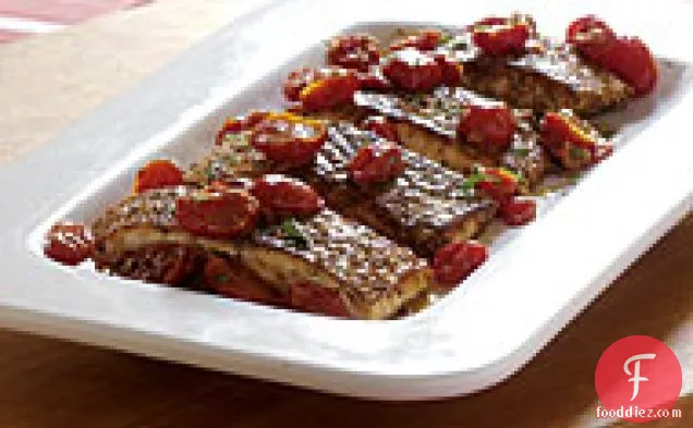 Pan-Seared Salmon with Cherry Tomatoâ€“Ginger Sauce