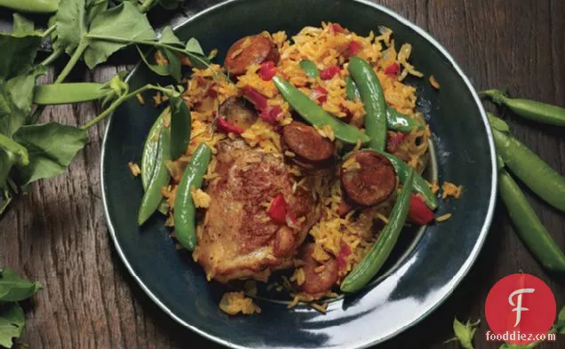 Quick Chicken Paella With Sugar Snap Peas