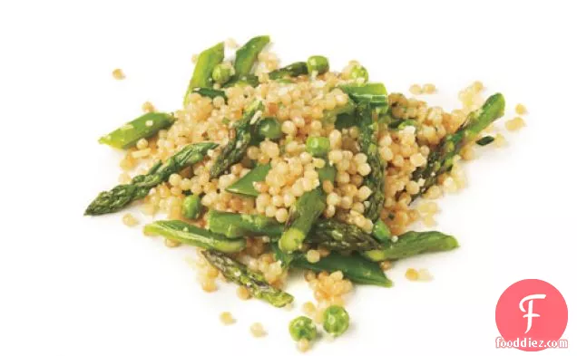 Israeli Couscous With Asparagus, Peas, And Sugar Snaps