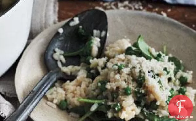 Baked Spinach And Pea Risotto Recipe
