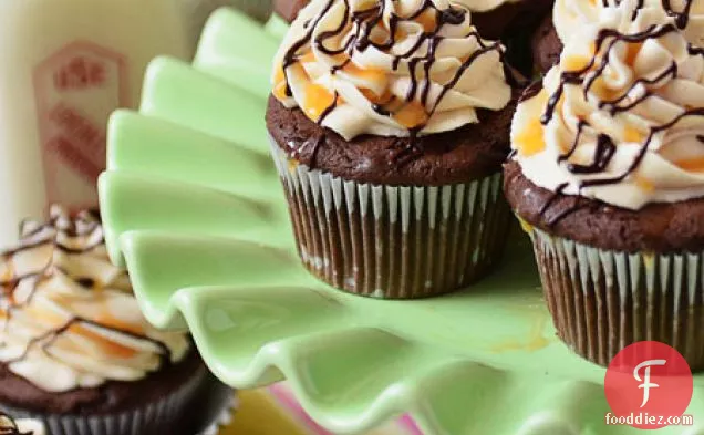 Bailey’s Chocolate & Caramel Irish Cream Cupcakes
