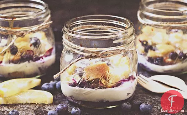 Lemon-Blueberry Bread Pudding in a Jar