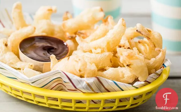 Fried Onion Dippers with Balsamic Ketchup