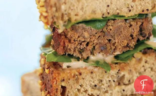 Meat Loaf, Baby Arugula, and Russian Dressing on Whole-Grain Bread