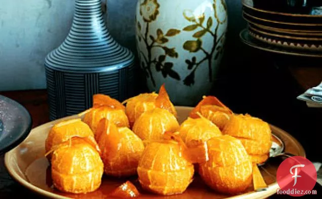 Poached Oranges with Candied Zest and Ginger