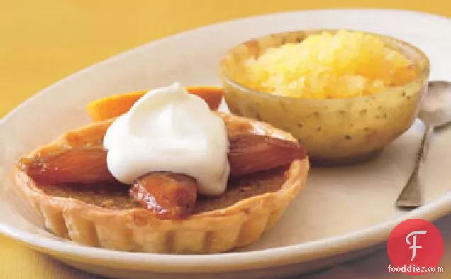 Tangerine-Date Tartlets with Buttermilk Whipped Cream and Tangerine Granita