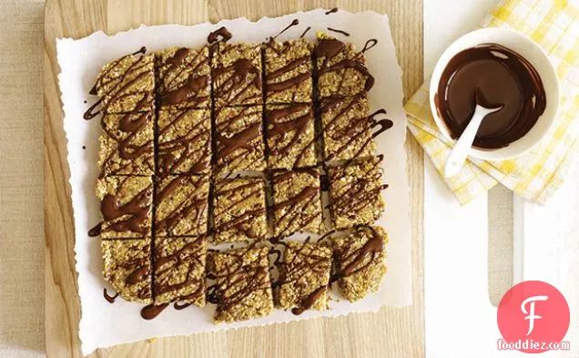 Sticky Sesame Bars with Raw Chocolate Drizzle