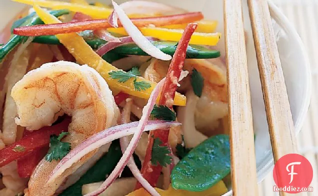 Asian Shrimp Salad with Snow Peas, Jicama and Bell Peppers