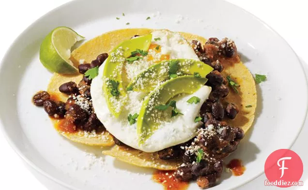 Tortillas With Eggs and Spicy Bean Chili