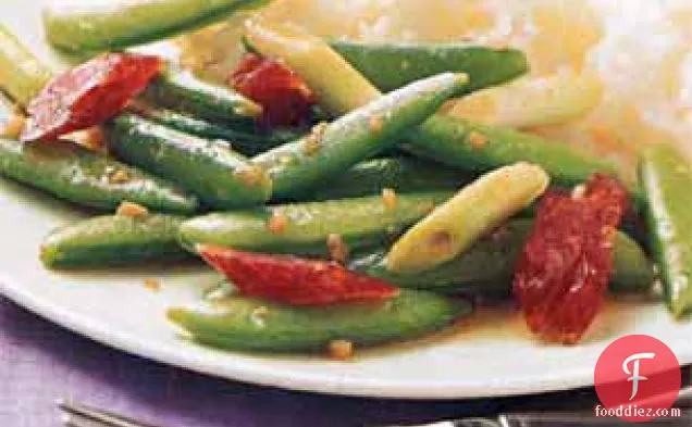 Stir-Fried Sugar Snap Peas with Chinese Sausage